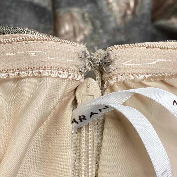 Donna Karan Women’s One-Shoulder Bow Maxi Ball Gown Size 2 Ash Brown Floral - Picture 2 of 10